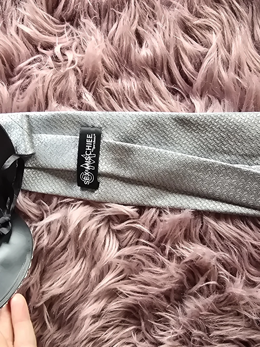 Silver Textured Tie And Mask For Special Moments